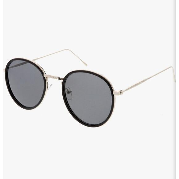 NEW NORDSTROM Black Silver $78 Slim Etch Oversized Metal Sunglasses Sunnies Y2K main image 15